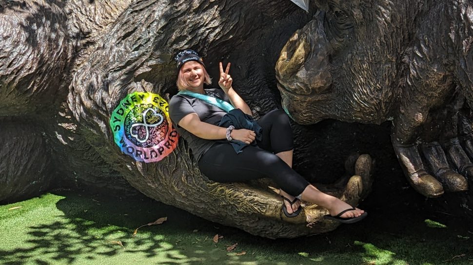 Connor O’Rourke posing for photo at Taronga Zoo during World Pride 2023. 