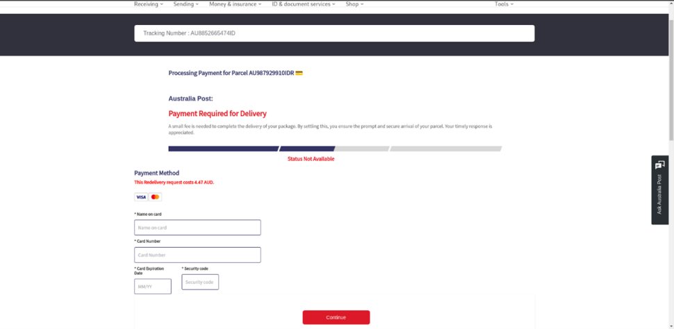 The third image shows that the payment delivery required for the completion of the delivery then asking to provide credit card information.